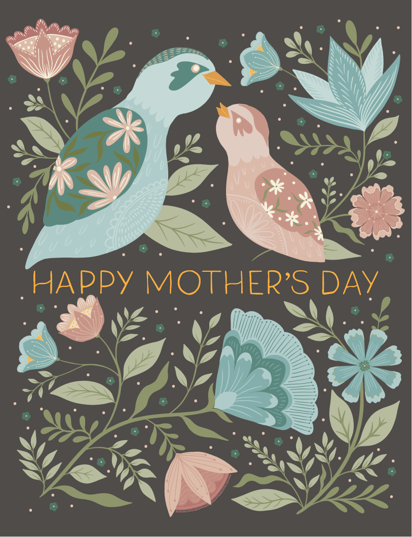 Enchanting Birds Gold Foil Mother's Day Card