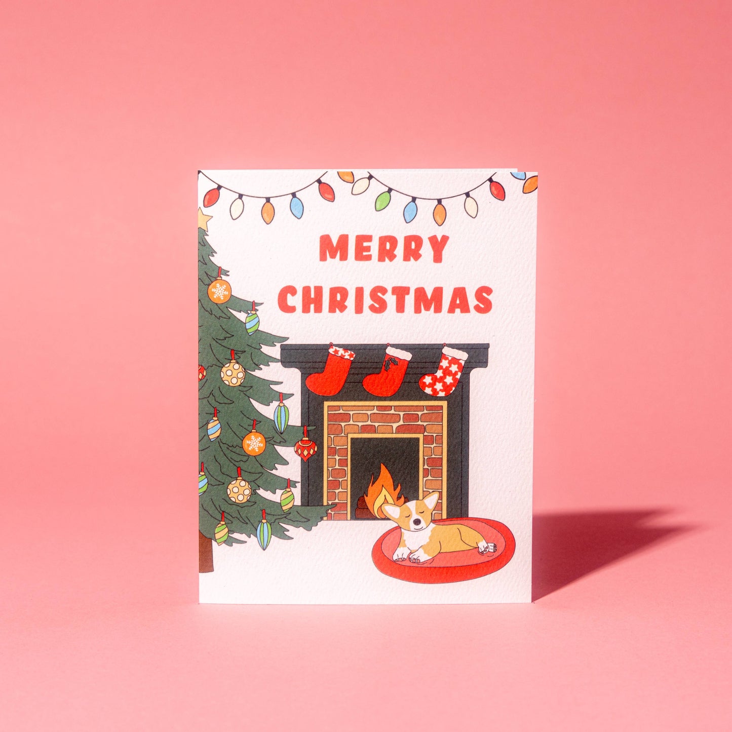 Corgi Fireplace Christmas Card