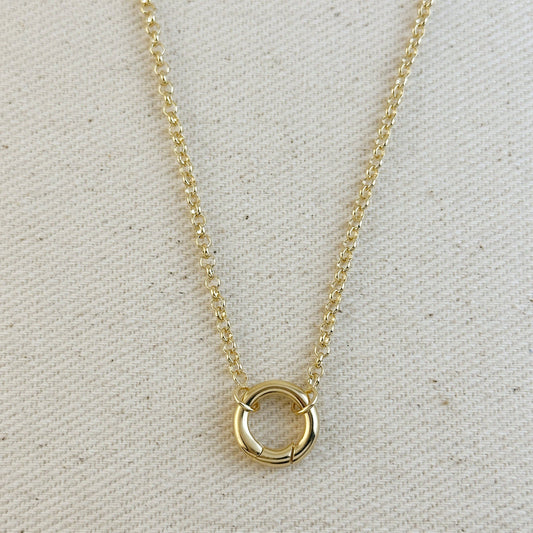 18k Gold Filled Rolo Chain Necklace Featuring Carabiner Clasp: 16 inches