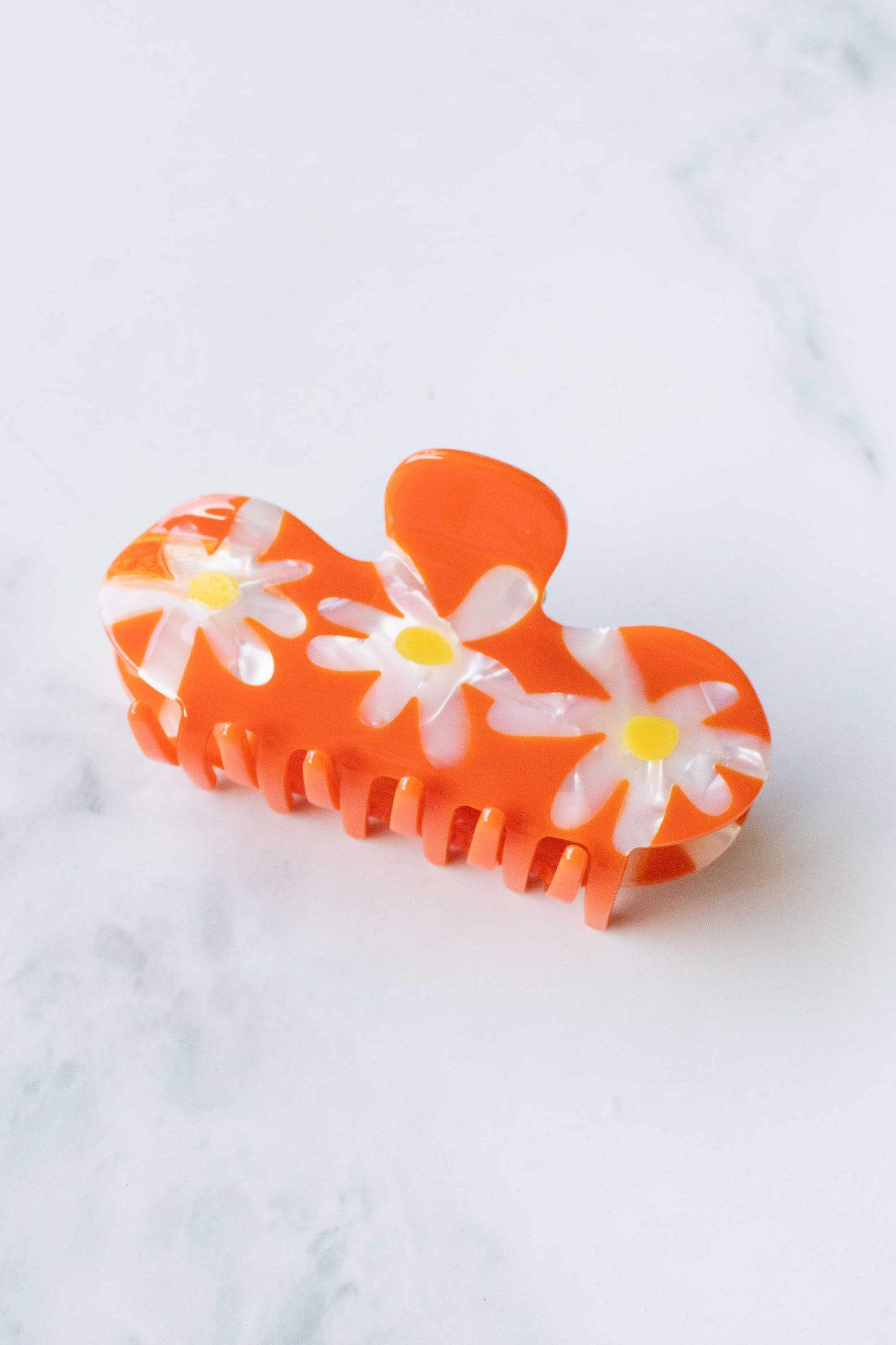 Daisy Flower Curved Hair Claw Clip | Orange