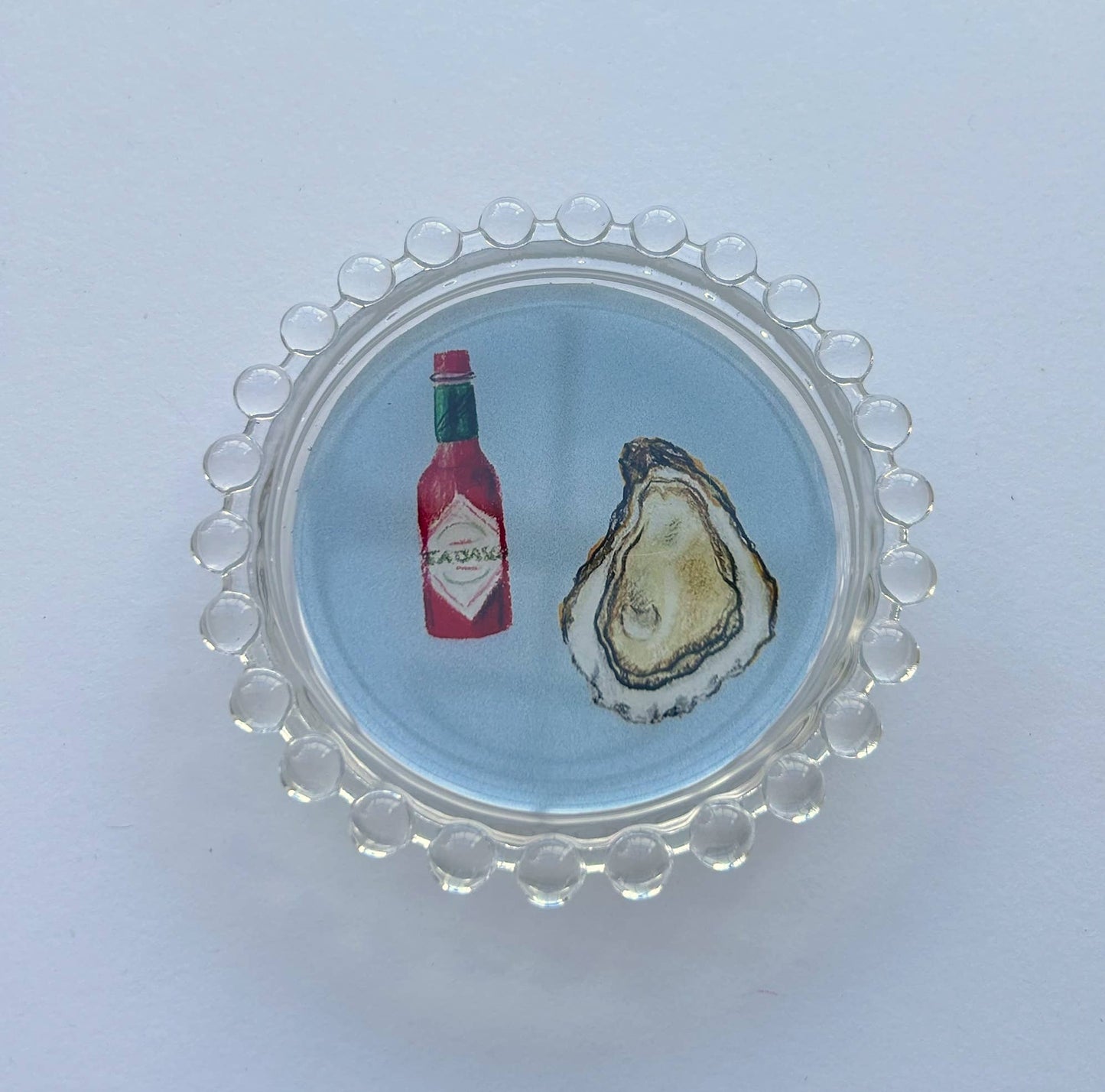 Hot Sauce & Oyster Trinket Dish, 4": Blue