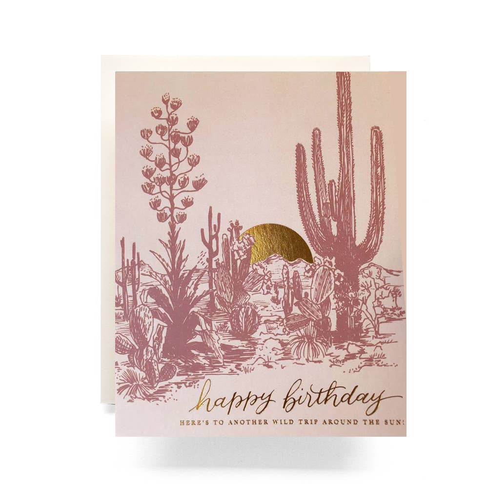 Cactus Sunset Birthday Greeting Card: A2 Folded Card (4.25"x5.5")