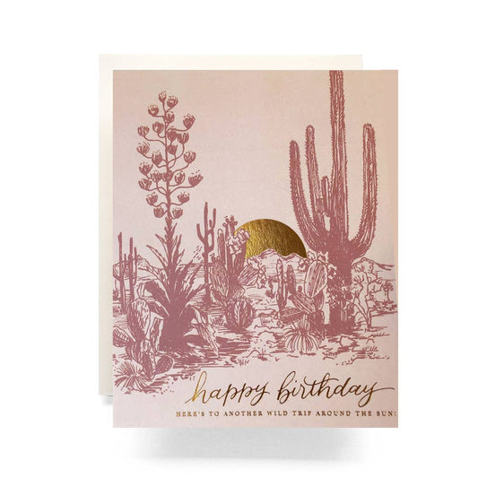 Cactus Sunset Birthday Greeting Card: A2 Folded Card (4.25"x5.5")
