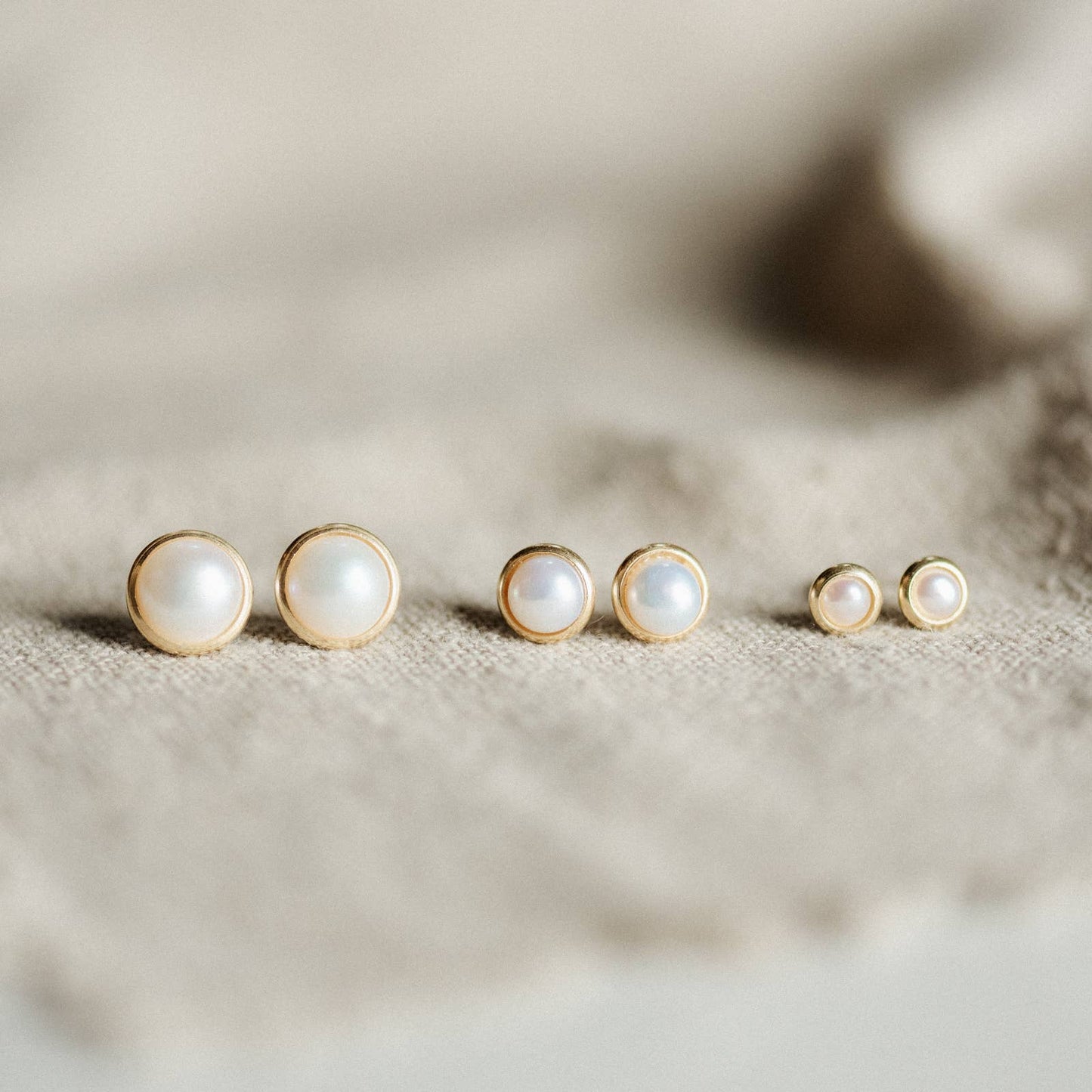 Hyalite Studs // Pearl: Brass / 4mm