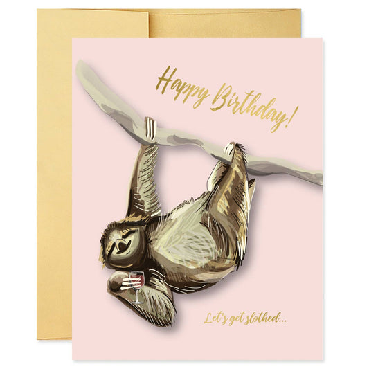 Let's Get Slothed Birthday Card
