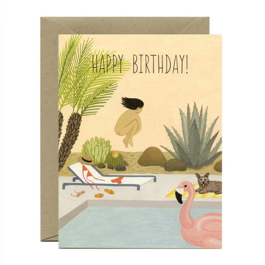 Birthday Suit Pool Party Cannonball Birthday Card