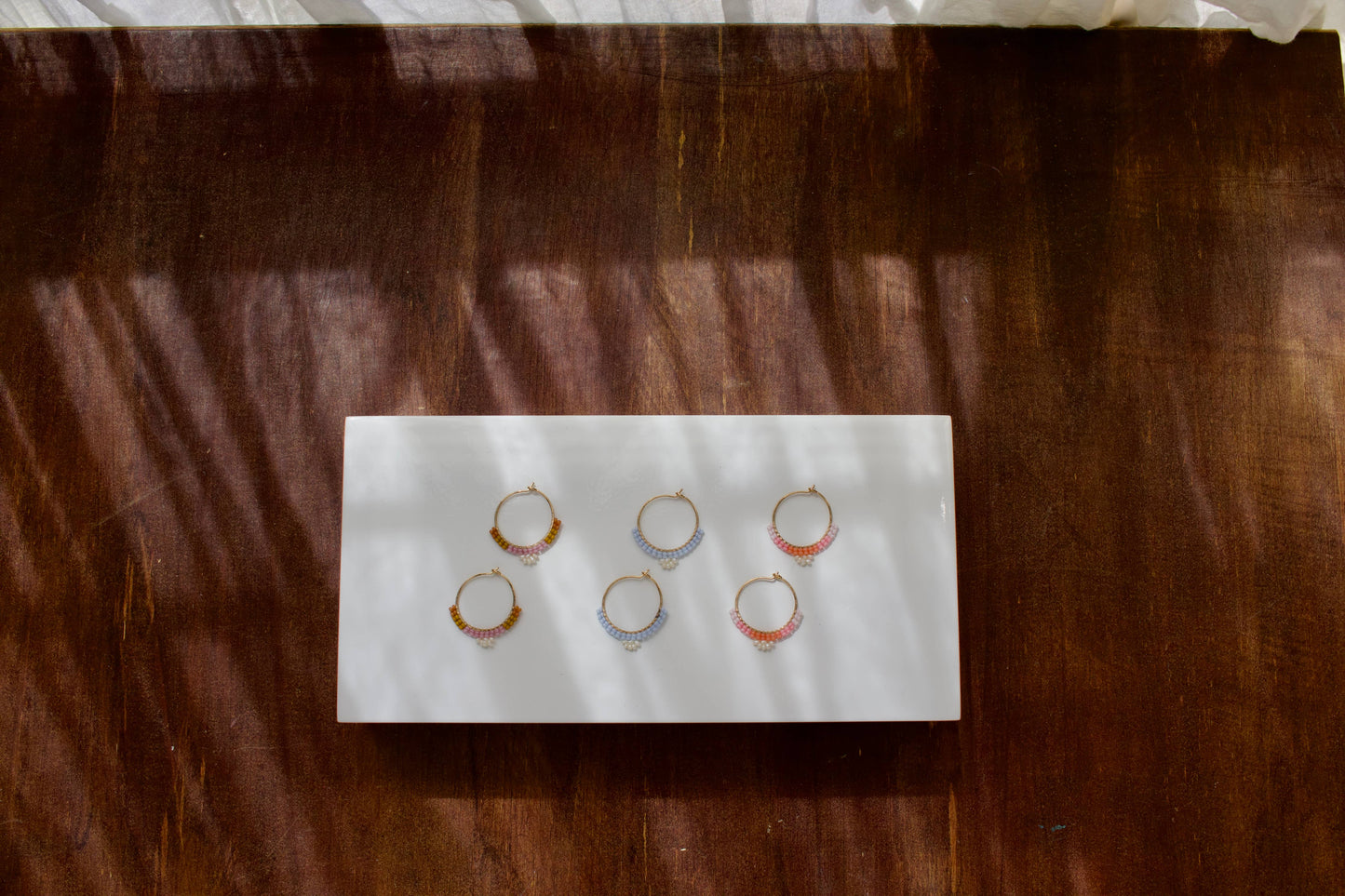 Beach Pearl Hoops | Golden Rod and Aster / Gold Filled