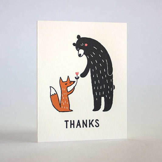 Fox Bear Thanks Card