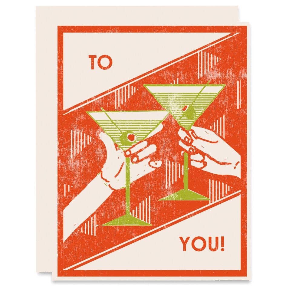 To You Martini Cheers Congrats Card