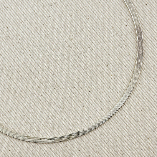 Sterling Silver Herringbone Necklace | 18 inches
