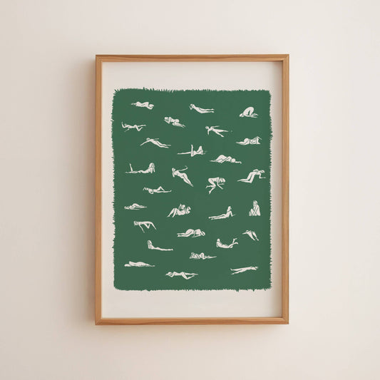 "Ways To Lay In The Grass" Wall Art Print: Medium