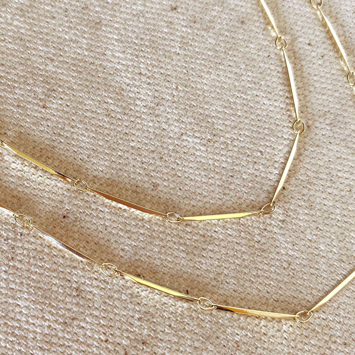 18k Gold Filled 1mm Diamond Cut Straw Chain | 16 inches