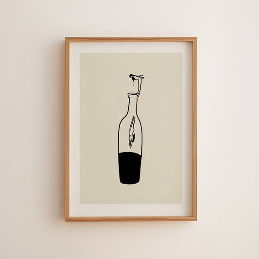 Wine Dive Minimal Modern Art Print | Medium