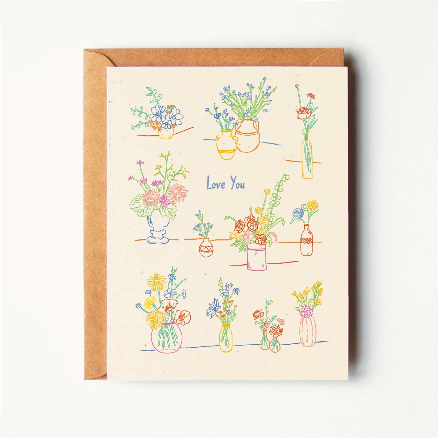 Love You - A Multitude of Vases - Greeting Card