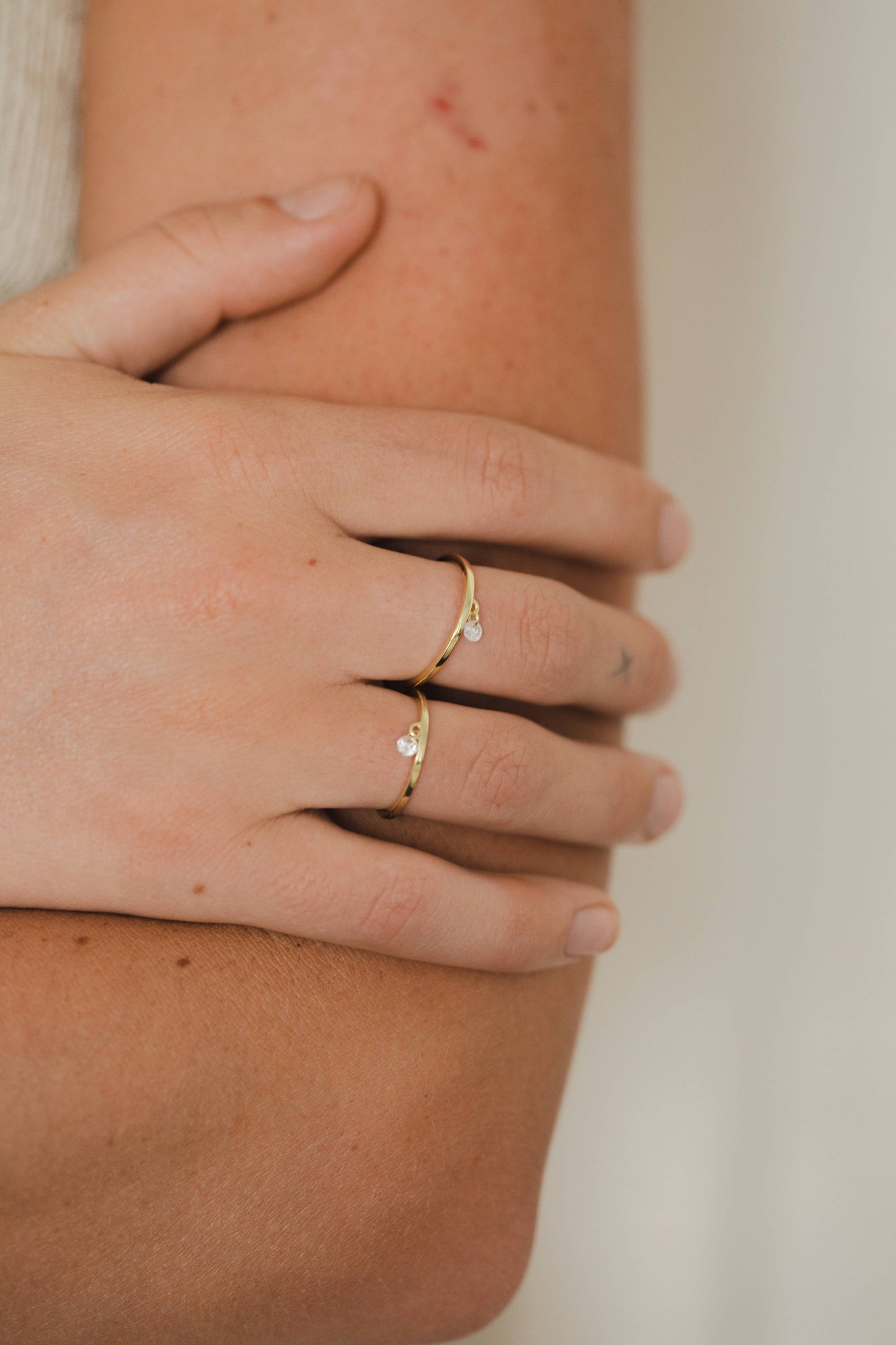 Moon Dangle CZ Stone Gold Ring: 8