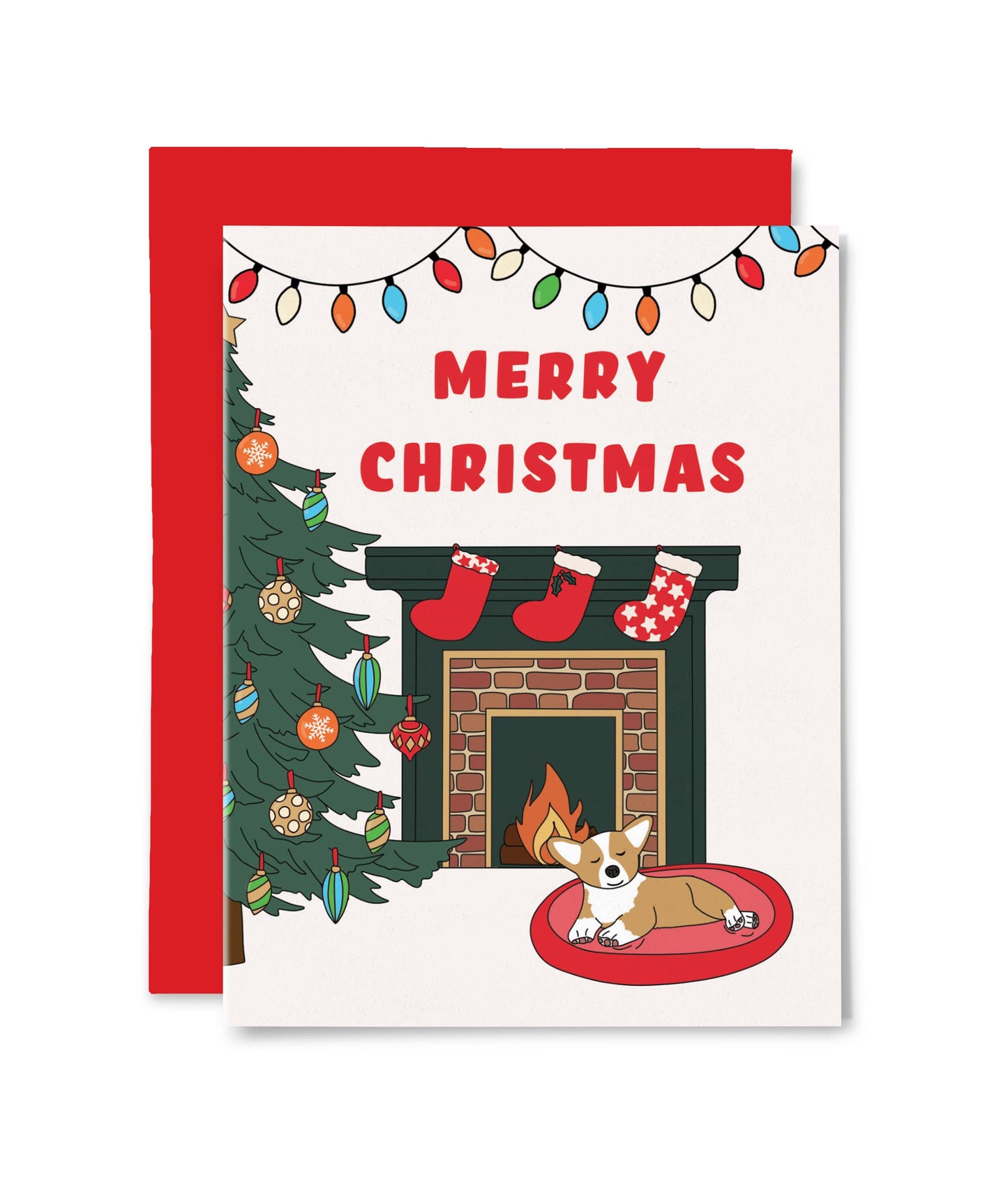 Corgi Fireplace Christmas Card