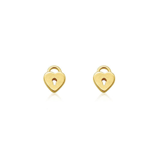 Love Lock Stud Earrings: Gold Plated Sterling Silver