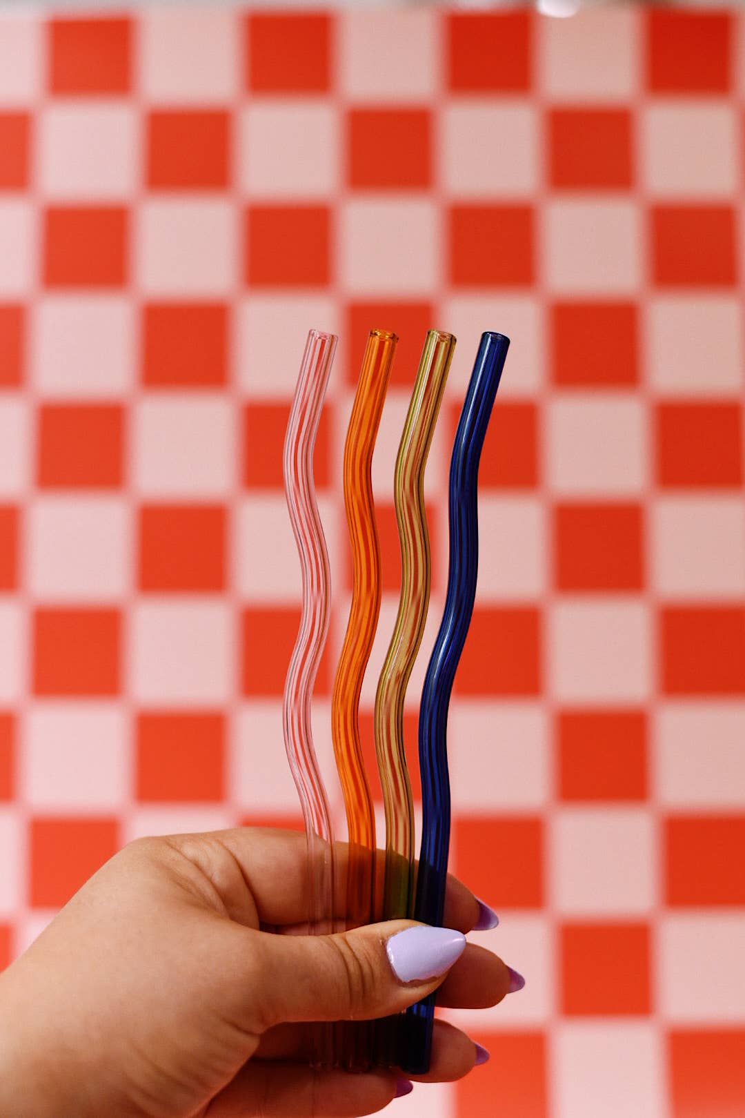 Wavy Glass Straws: Amber