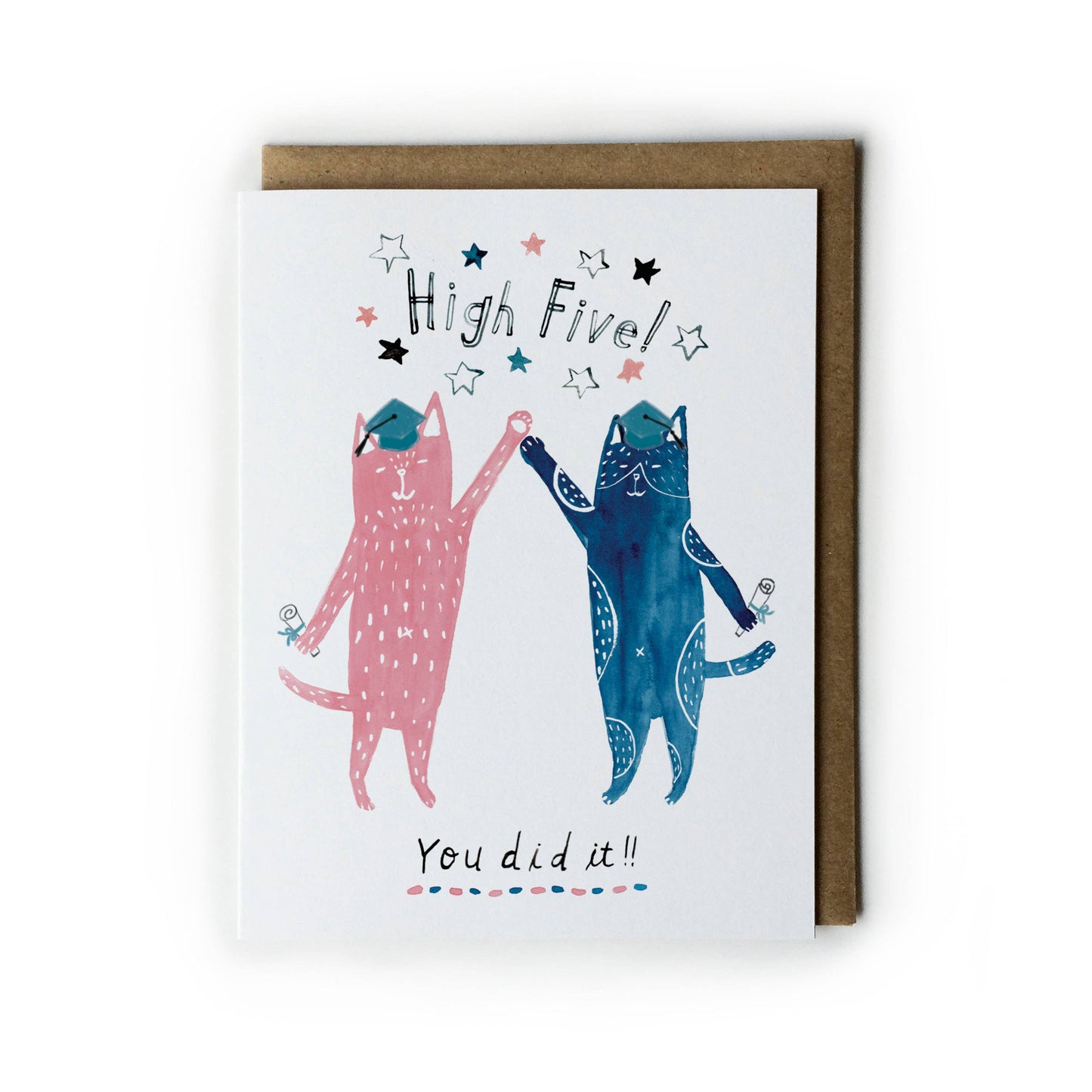 Cat High Five Graduation Greeting Card