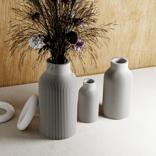 Bottle Vase Muted White 8 w/ Insert