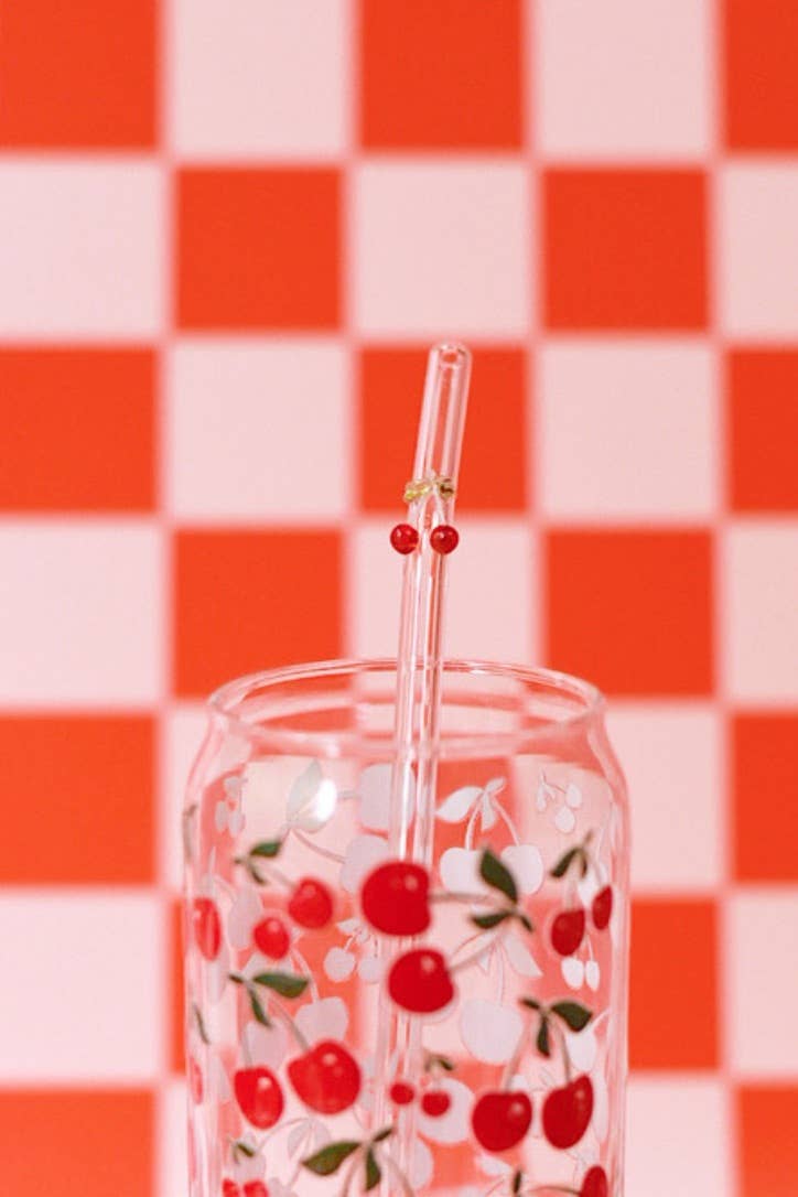 Cherry Charm Glass Straw