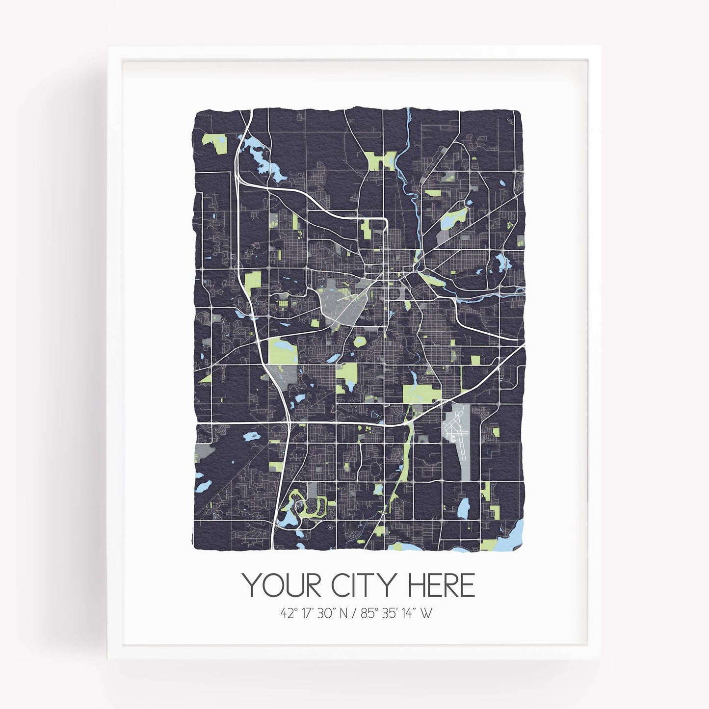 11 x 14 City Map Print | Gray