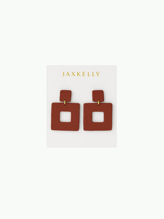 Square Clay Earring-  Terracotta