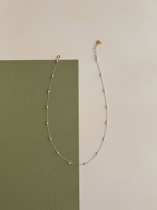 Semi Precious Collection - Lluvia Necklace: Gold Filled / Lapis Lazuli