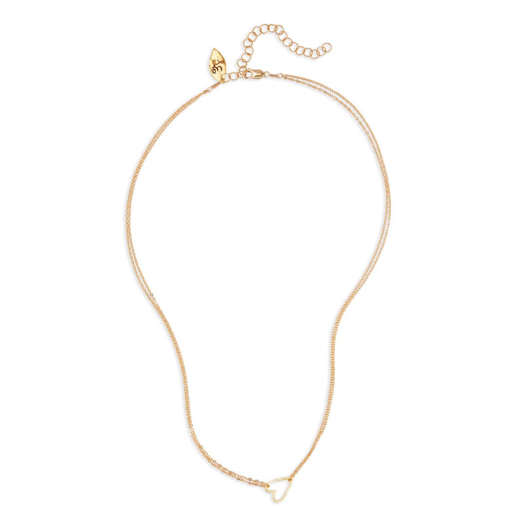 Tiny Heart Necklace | Double-Chain | Non-Toxic | Durable: Gold