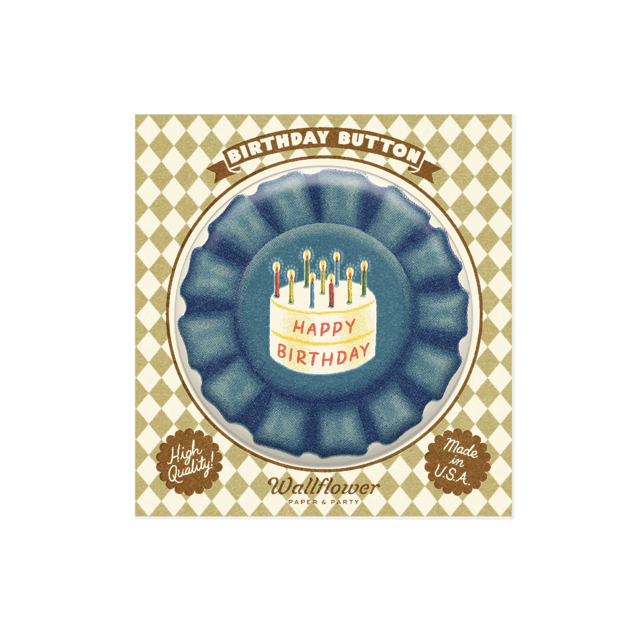 Blue Ribbon Birthday Button – Small Batch