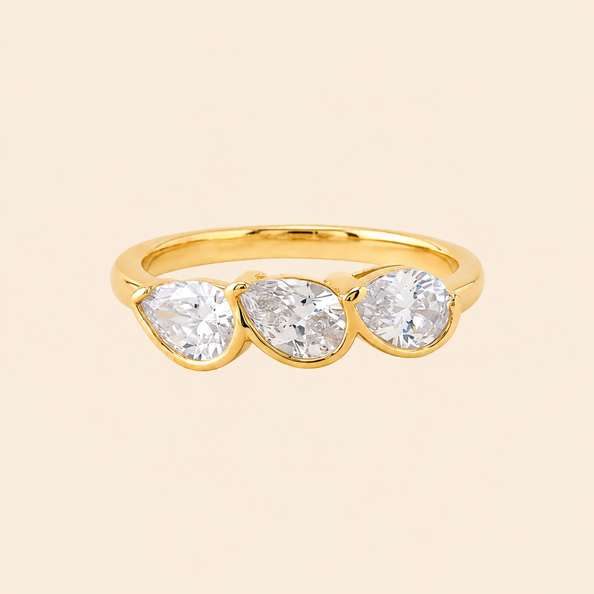 Gold Ring - Cascade Pear - White CZ: 8