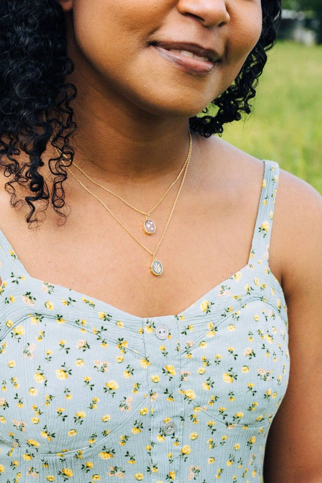 Gemstone Symbol Necklace | Aqua Chalc. Branch | 16"