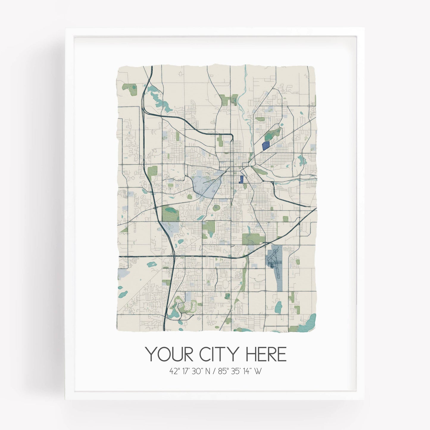 11x14 La Mesa City Map Print | Beige