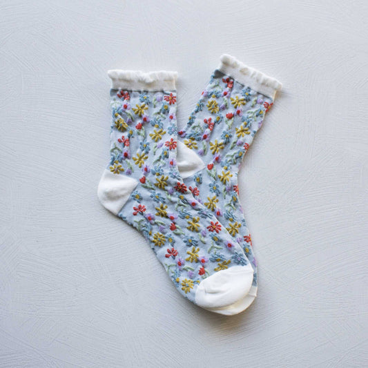 Love Floral Casual Socks |Denim