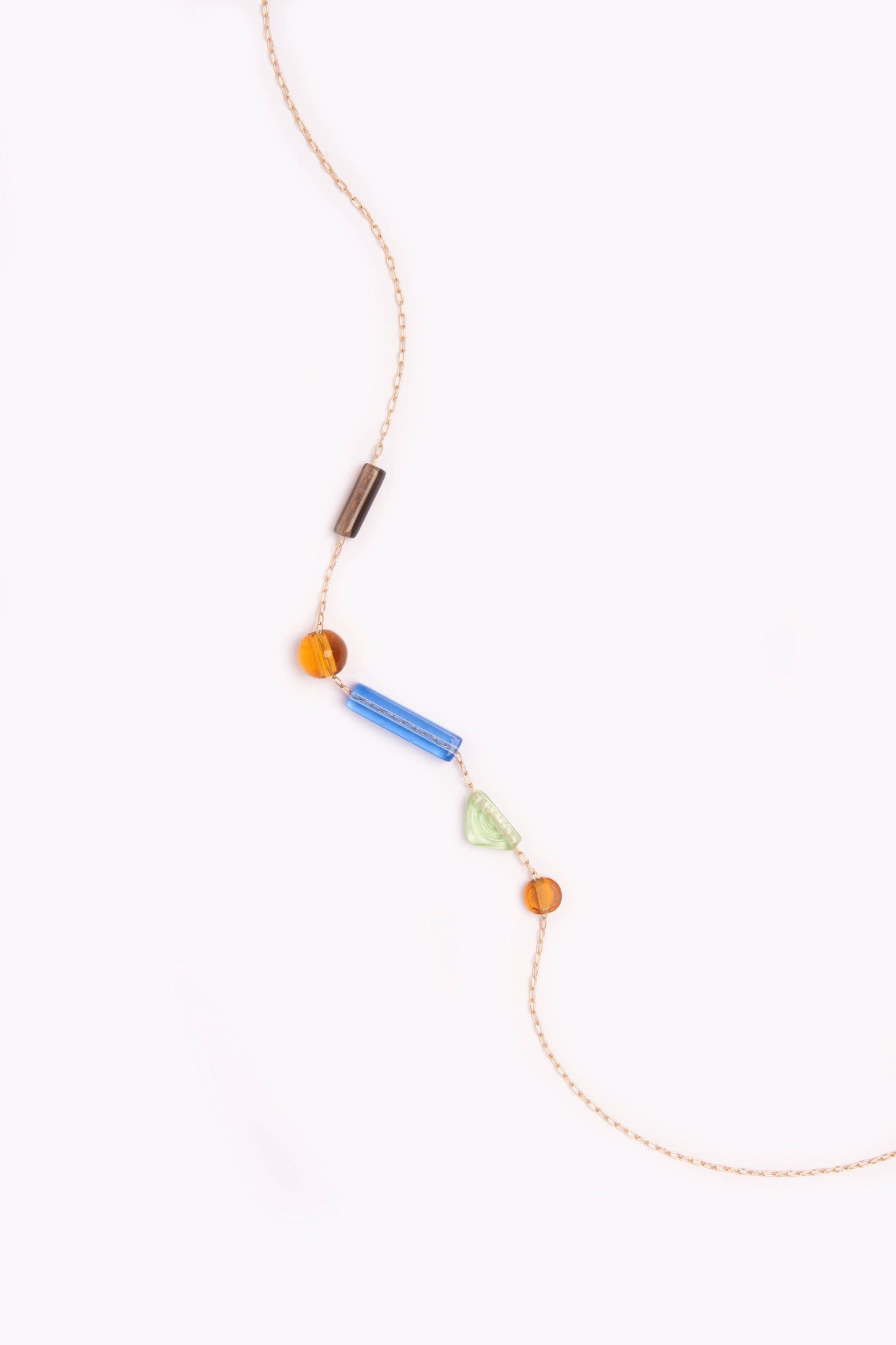 Balance 17" Necklace | Sapphire, Smoke, Topaz, and Peridot Glass