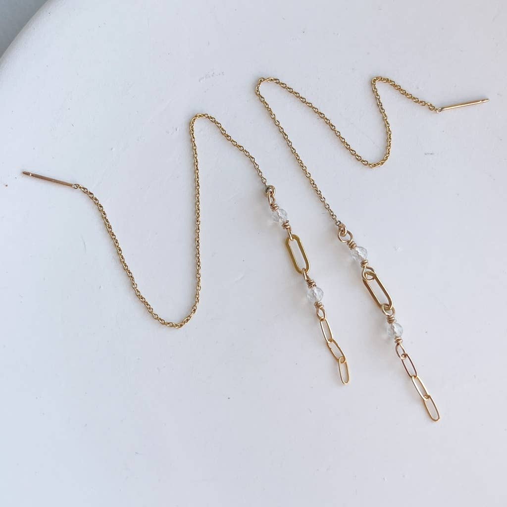 Moonstone Chain Threaders | 14k Gold Filled