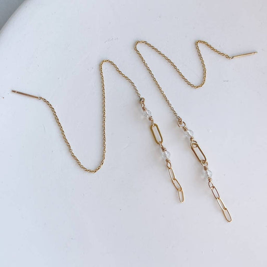 Moonstone Chain Threaders | 14k Gold Filled