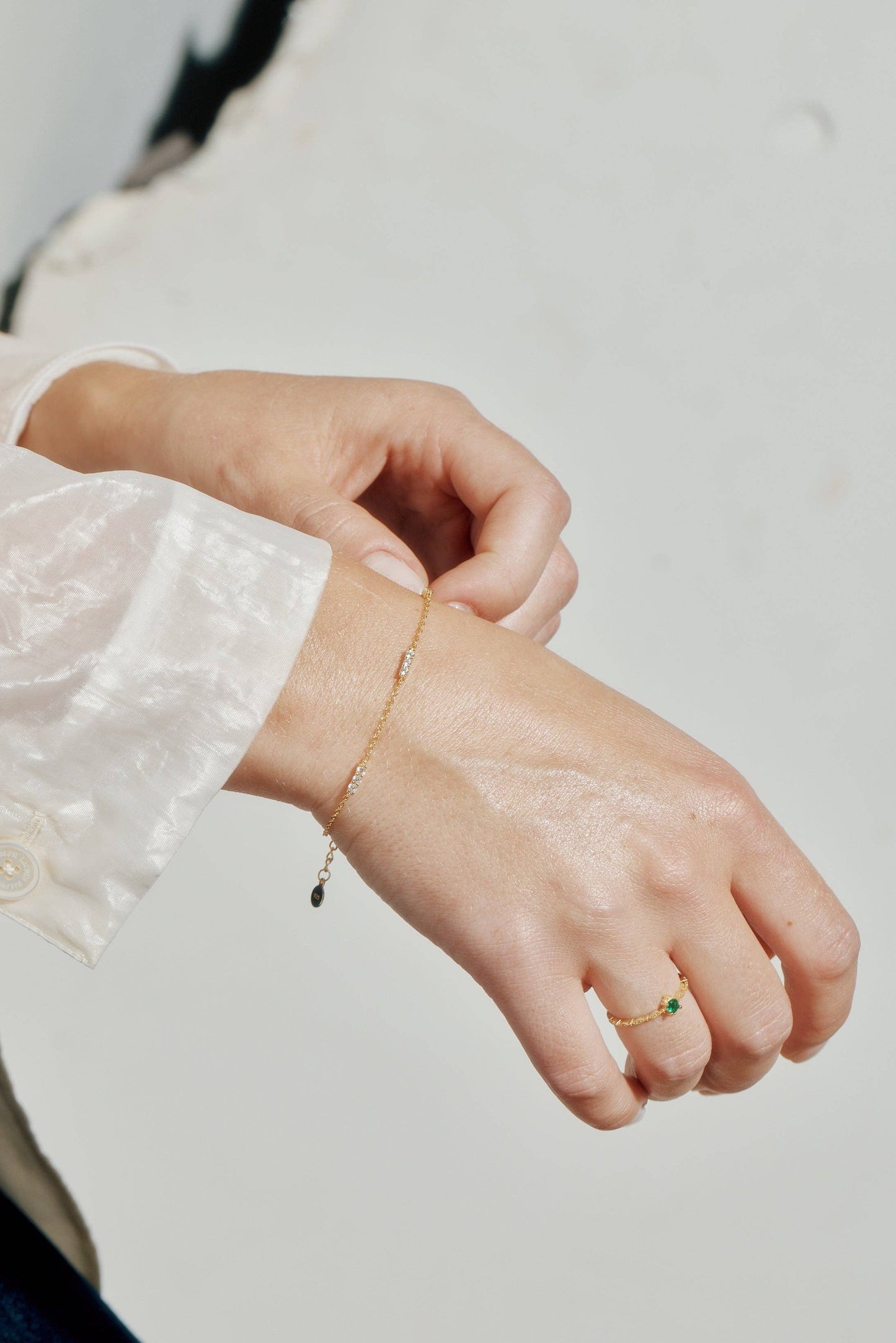 Finn 14K Gold Vermeil Triple CZ Bar Bracelet