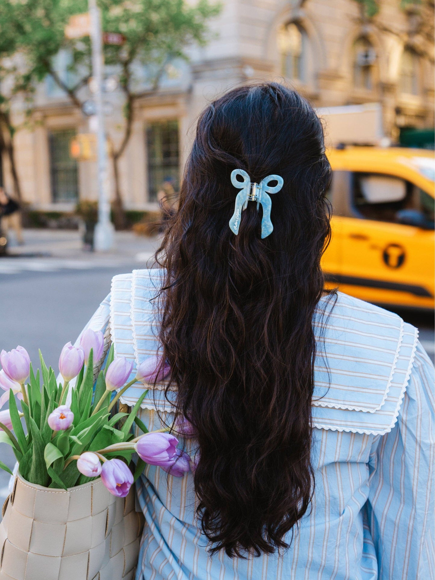 Hand-painted Coquette Bow Claw Hair Clip | Eco-Friendly: Red Plaid