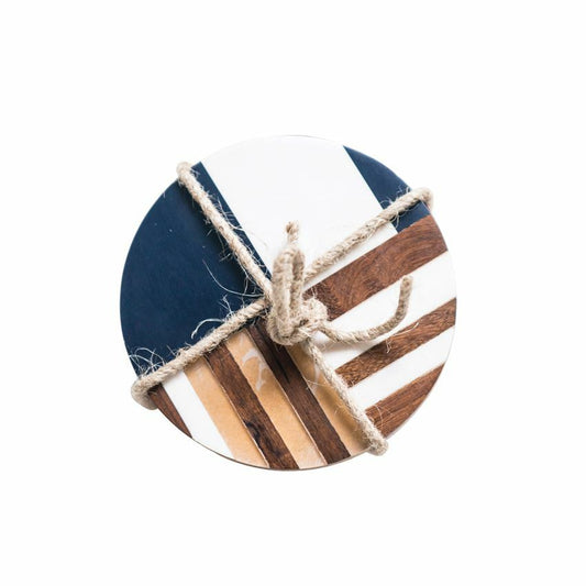 Round Resin & Wood Geometric Coasters