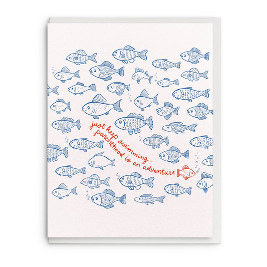 Keep Swimming, Letterpress Baby Greeting Card