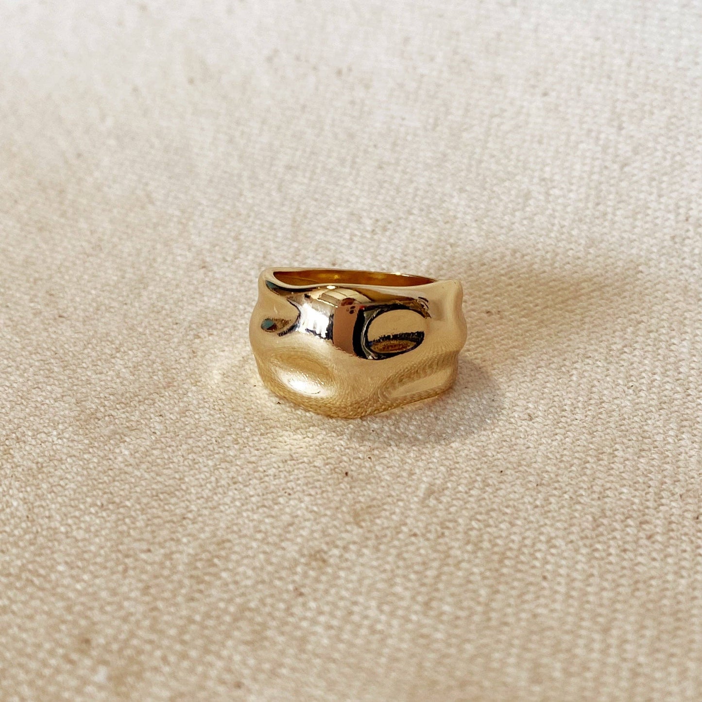18k Gold Filled Wavy Wide Band Ring | 8