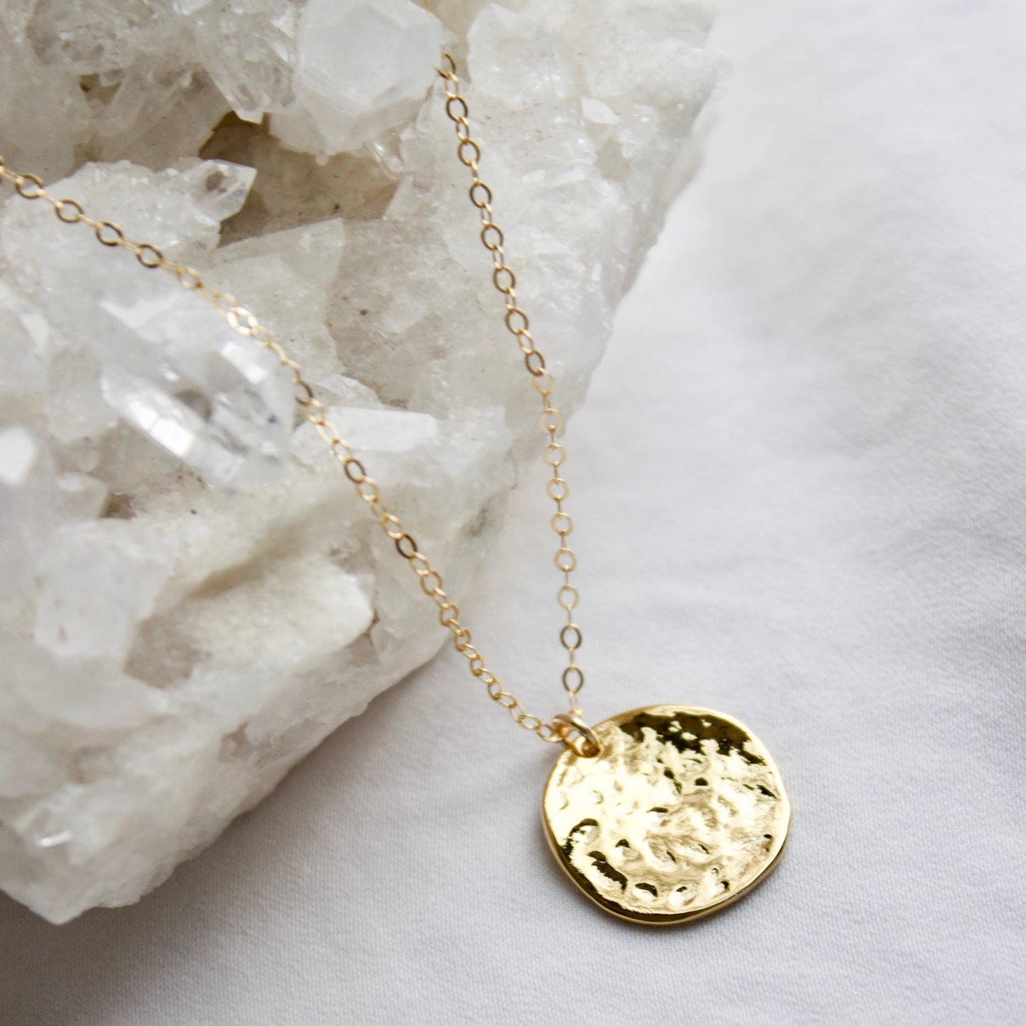 POUNDED DISK NECKLACE: Gold