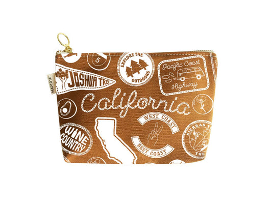 California Pins & Patches Zipped Pouch: Caramel