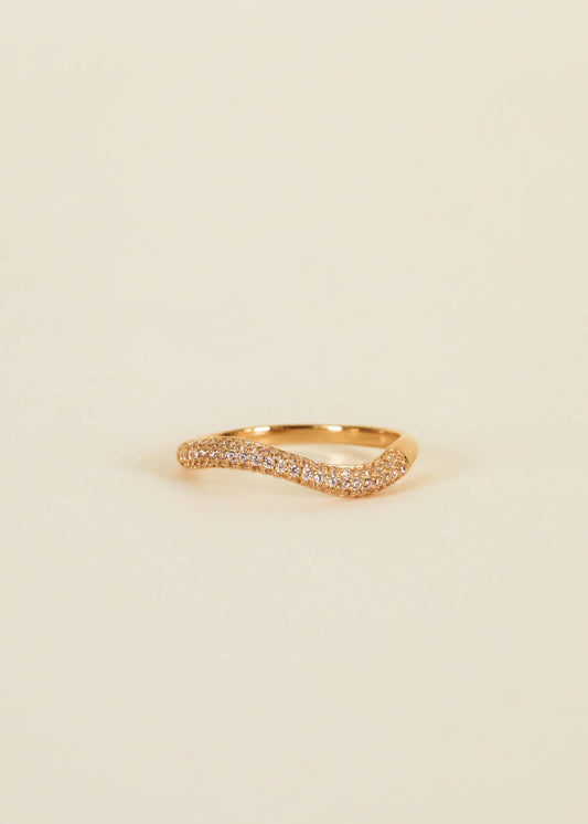 Ring - Pave Wave - Champagne CZ: 8