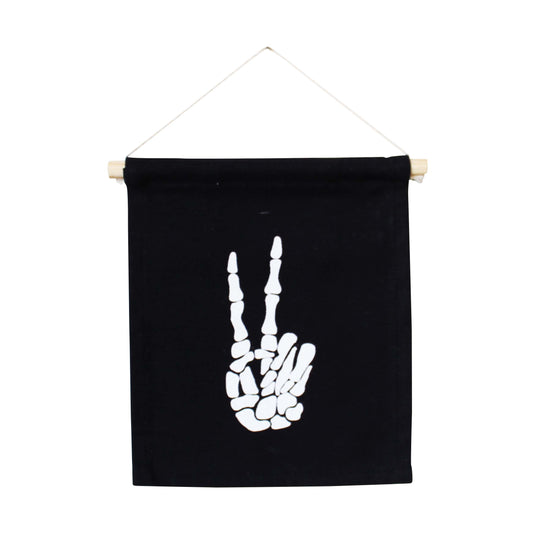 Skeleton Peace Canvas Hang Sign