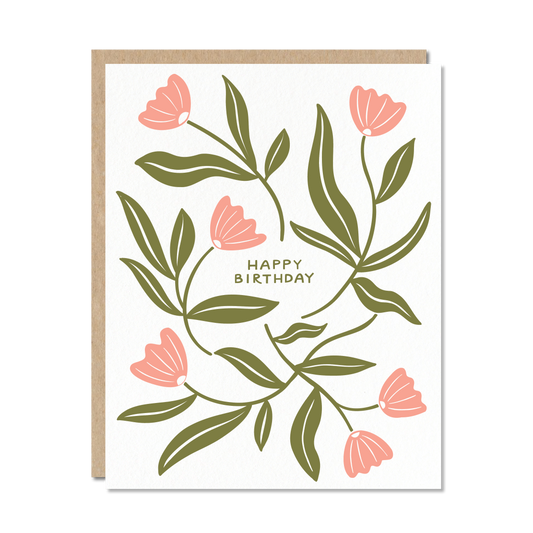 Abstract Flowers - Birthday Card