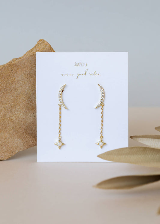 Celestial Drop Earrings | White Opal