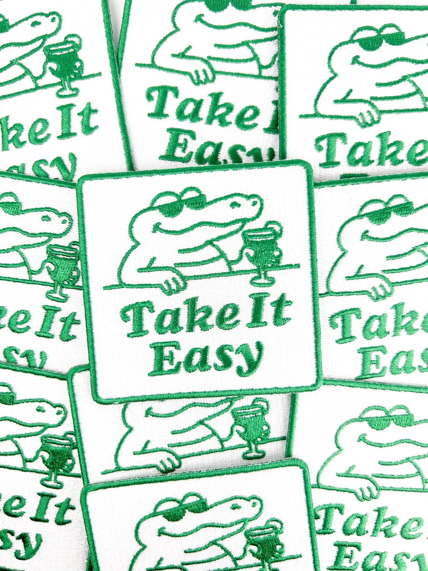 Take It Easy Iron On Patch Retro Alligator Patch