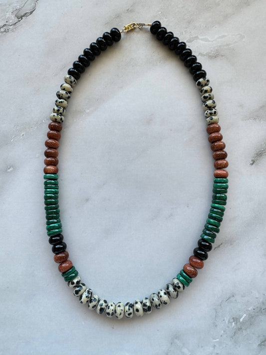 Rowan Necklace New Colors Added!: Malachite/Goldstone/Jasper